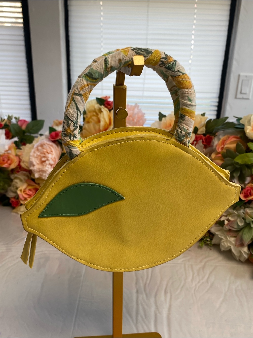 Lemon Novelty Faux Leather Top Handle Handbag Yellow Fruit Zip Purse